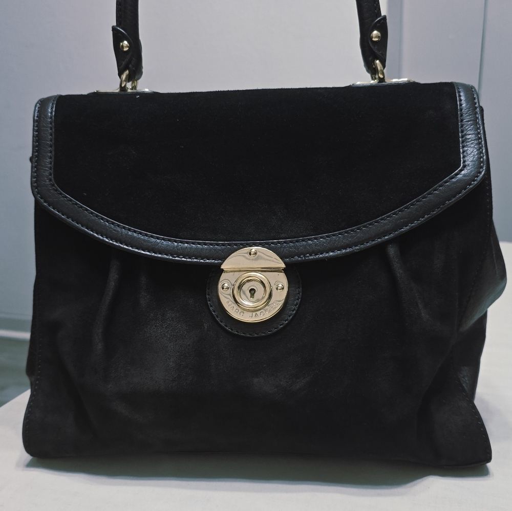 Marc Jacobs Black Suede Top-Handle Shoulder Bag - Picture 3 of 17